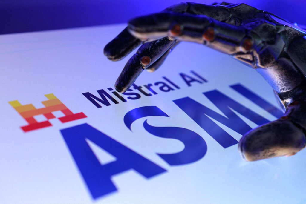 Illustration shows ASML and Mistral AI logos - Bidaya Global