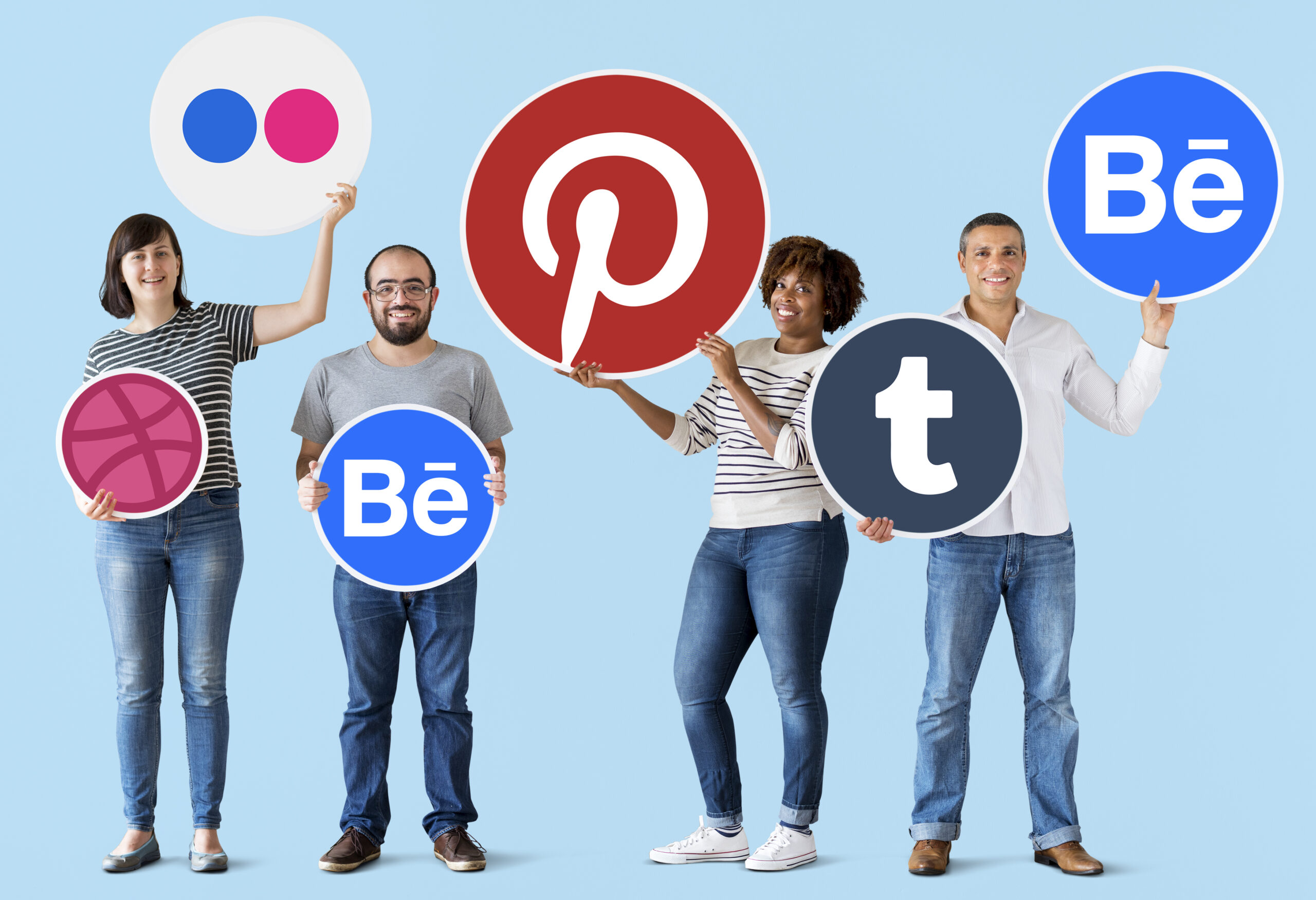 Diverse people holding colorful circles - Bidaya Global